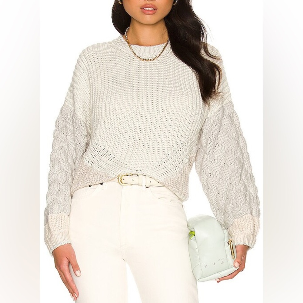 Splendid Women's Margo Cable Sweater in Light Heather Grey
